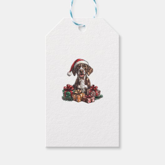 Duitse Kortharige Pointer Santa Hat Christmas GSP Cadeaulabel (Voorkant)