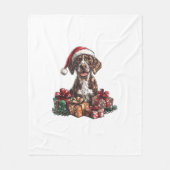 Duitse Kortharige Pointer Santa Hat Christmas GSP Fleece Deken (Voorkant)