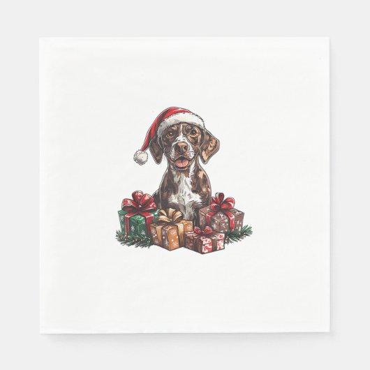 Duitse Kortharige Pointer Santa Hat Christmas GSP Servet (Voorkant)