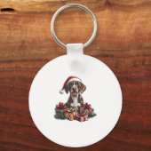 Duitse Kortharige Pointer Santa Hat Christmas GSP Sleutelhanger (Voorkant)