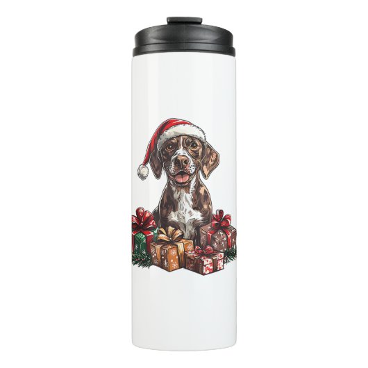 Duitse Kortharige Pointer Santa Hat Christmas GSP Thermosbeker (Voorkant)
