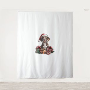 Duitse Kortharige Pointer Santa Hat Christmas GSP Wandkleed