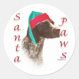 Duitse kortharige pointer Santa Paws Ronde Sticker
