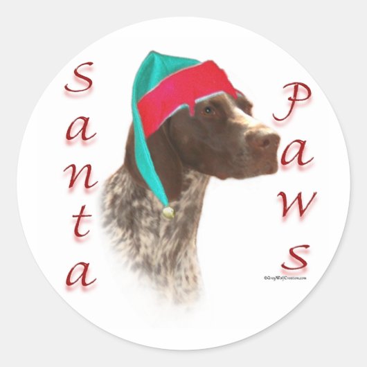 Duitse kortharige pointer Santa Paws Ronde Sticker (Voorkant)