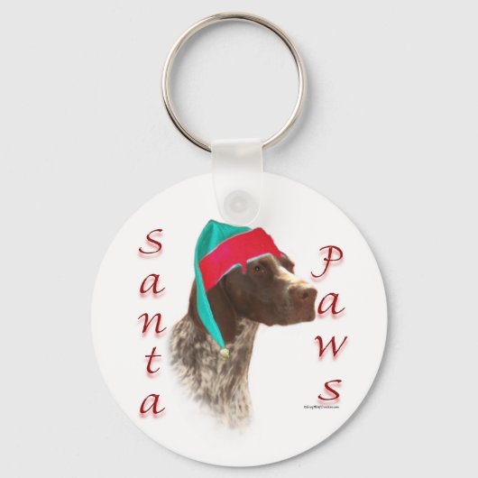 Duitse kortharige pointer Santa Paws Sleutelhanger (Voorkant)