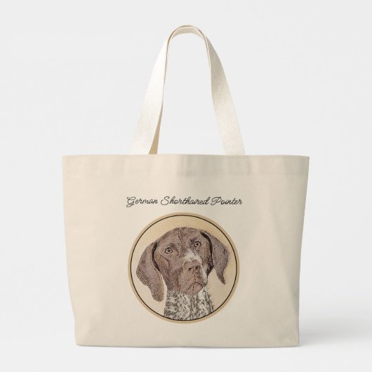 Duitse Kortharige Pointer Schilderen Originele Kun Grote Tote Bag (Achterkant)