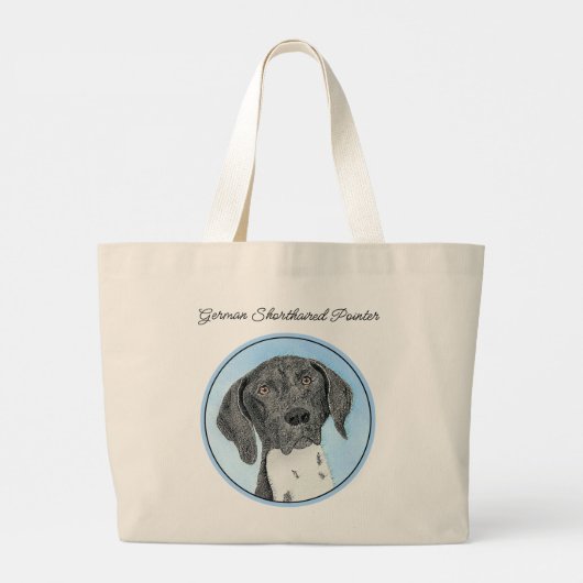Duitse Kortharige Pointer Schilderen Originele Kun Grote Tote Bag (Achterkant)