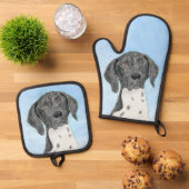 Duitse Kortharige Pointer Schilderen Originele Kun Ovenwant & Pannenlap Set (Top down)