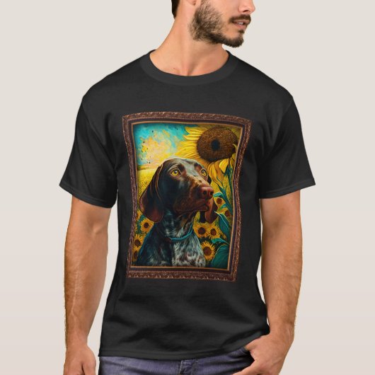 Duitse kortharige pointer schilderen Zonnebloem Fl T-shirt (Voorkant)