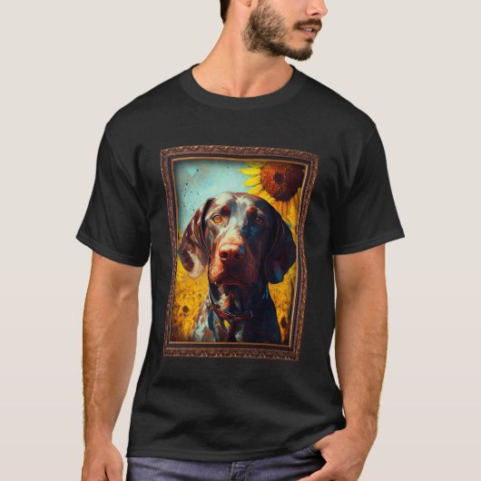Duitse kortharige pointer schilderen Zonnebloem Fl T-shirt (Voorkant)