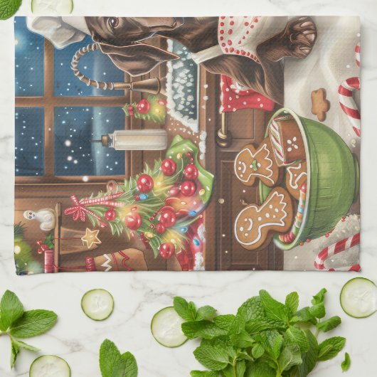 Duitse kortharige pointer vakantie bakken: feestel theedoek (Gevouwen)