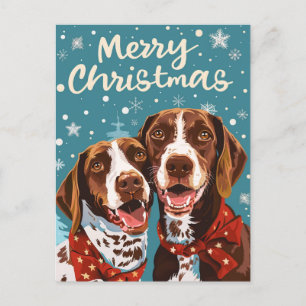 Duitse kortharige pointer Vrolijk Kerstfeest Briefkaart