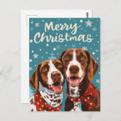 Duitse kortharige pointer Vrolijk Kerstfeest Briefkaart (Voorkant / Achterkant)