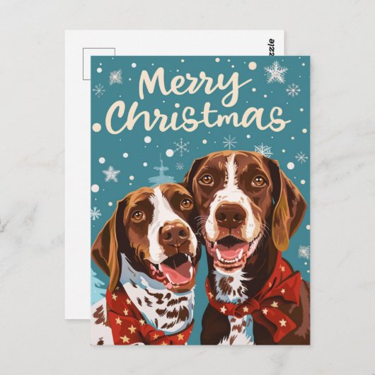Duitse kortharige pointer Vrolijk Kerstfeest Briefkaart (Voorkant / Achterkant)