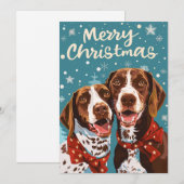 Duitse kortharige pointer Vrolijk Kerstfeest Feestdagenkaart (Voorkant / Achterkant)