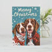Duitse kortharige pointer Vrolijk Kerstfeest Feestdagenkaart (Staand voorkant)