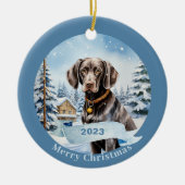 Duitse kortharige pointer waterverf Kerstmis Keramisch Ornament (Voorkant)