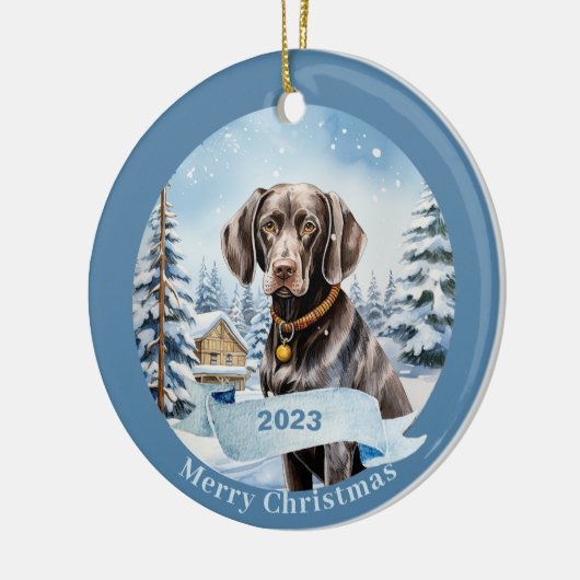 Duitse kortharige pointer waterverf Kerstmis Keramisch Ornament (Links)
