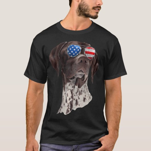 Duitse kortharige pointer zonnebril Amerikaans T-shirt (Voorkant)