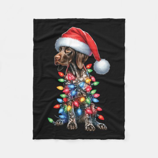 Duitse Kortharige Pointerdog liefhebbers Santa Hat Fleece Deken (Voorkant)