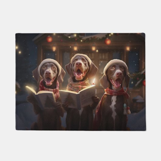 Duitse kortharige pointers Christmas Caroling Deurmat (Voorkant)