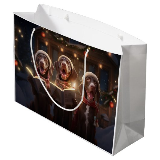 Duitse kortharige pointers Christmas Caroling Groot Cadeauzakje (Achterkant Gekanteld)