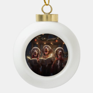 Duitse kortharige pointers Christmas Caroling Keramische Bal Ornament
