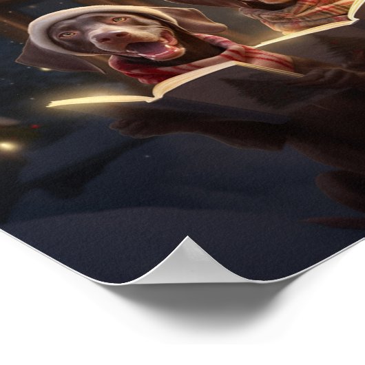 Duitse kortharige pointers Christmas Caroling Poster (Hoek)