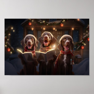 Duitse kortharige pointers Christmas Caroling Poster