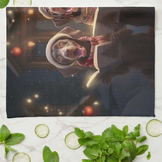 Duitse kortharige pointers Christmas Caroling Theedoek (Gevouwen)