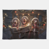 Duitse kortharige pointers Christmas Caroling Theedoek (Horizontaal)