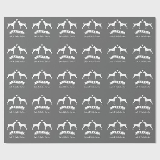 Duitse Kortharige Pointers Paar met Tekst Cadeaupapier (Vlak)