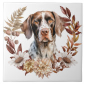 Duitse kortharige wijzer hond herfst krans tegeltje (Voorkant)