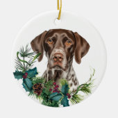 Duitse kortharige wijzer hond Holly krans Keramisch Ornament (Voorkant)