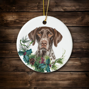 Duitse kortharige wijzer hond Holly krans Keramisch Ornament