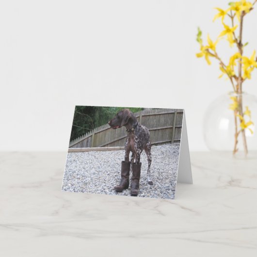 Duitse Kortharige Wijzer in Laarzen Kaart (Gele Bloem)