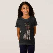 Duitse kortharige wijzer rendier kersthond t-shirt (Voorkant volledig)