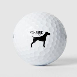 Duitse kortharige wijzer silhouet aangepaste naam golfballen