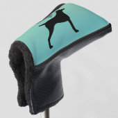 Duitse kortharige wijzer silhouet aangepaste naam golfheadcover (3/4 voorkant)