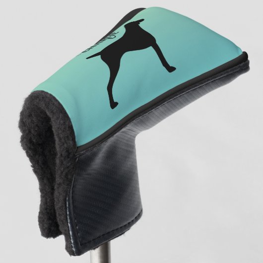 Duitse kortharige wijzer silhouet aangepaste naam golfheadcover (3/4 voorkant)