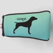 Duitse kortharige wijzer silhouet aangepaste naam golfheadcover (Voorkant)