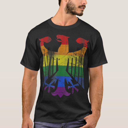 Duitse LGBT T T-Shirt Gay Lesbian Pride Flag Eagle (Voorkant)