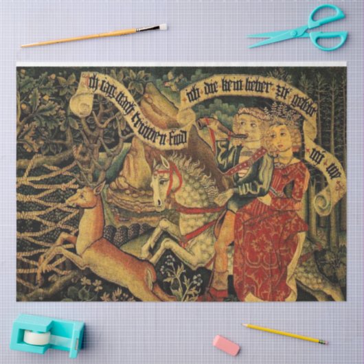  Duitse middeleeuwse liefde jacht decoupage Tissuepapier (Craft)