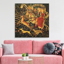  Duitse middeleeuwse renaissance liefde jagen Canvas Afdruk