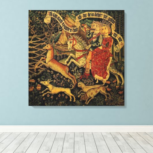 Duitse middeleeuwse renaissance liefde jagen Canvas Afdruk (Insitu (Houten vloer))