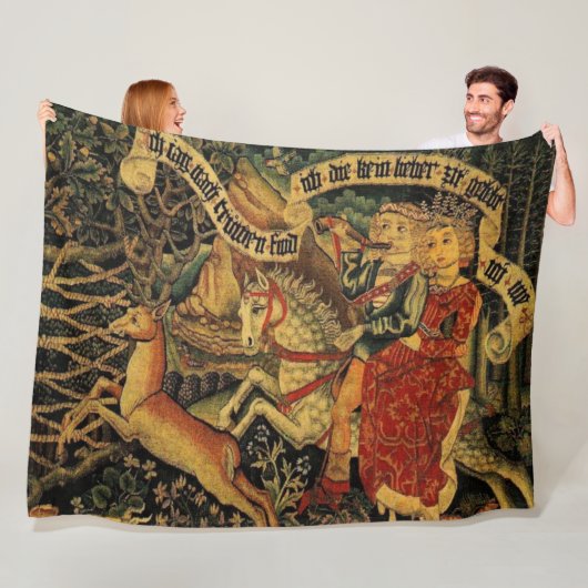 Duitse middeleeuwse renaissance liefde jagen Fleece Deken (In situ)