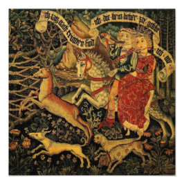  Duitse middeleeuwse renaissance liefde jagen Foto Afdruk