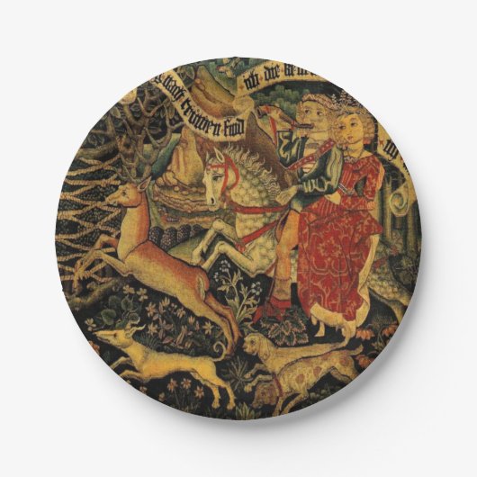  Duitse middeleeuwse renaissance liefde jagen Papieren Bordje (Voorkant)