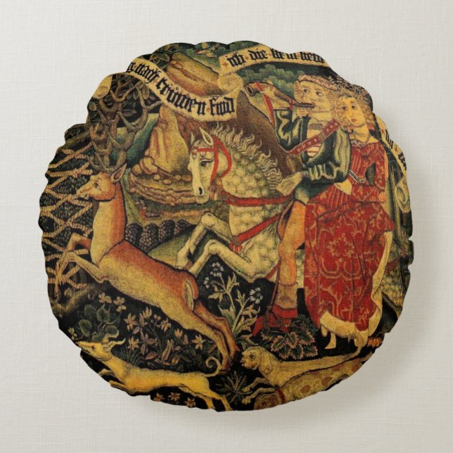  Duitse middeleeuwse renaissance liefde jagen Rond Kussen (Voorkant)