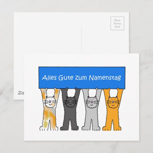 Duitse naamdag gefeliciteerd briefkaart (Voorkant / Achterkant)